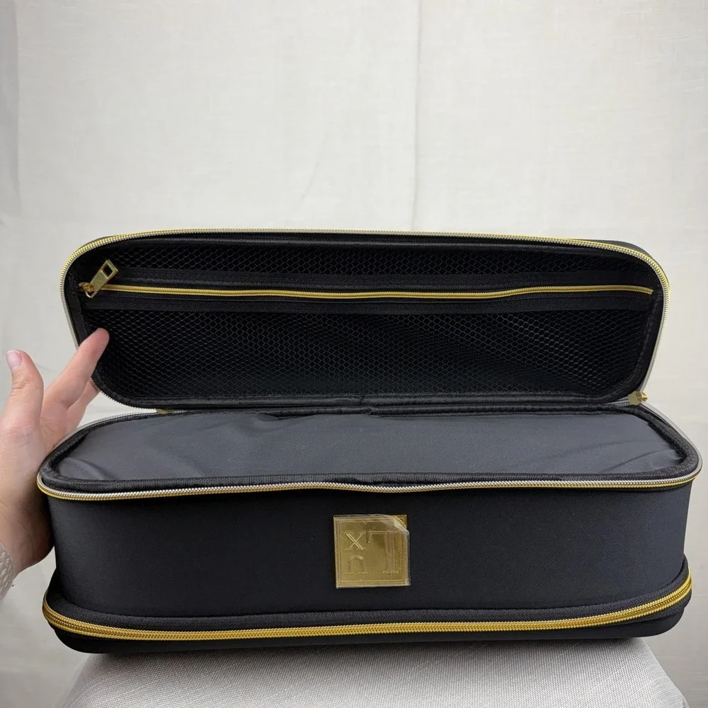 LUX Black Hard Shell Travel Case Organizer Bag Hairdryer Hot‎ Tools Storage